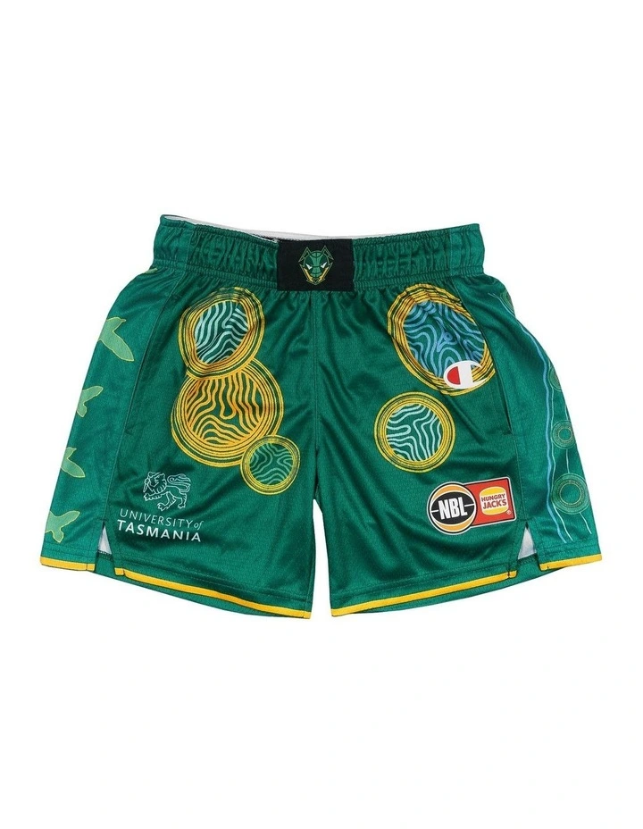 Tasmania JackJumpers 25/26 Youth Indigenous Shorts in Green image 3