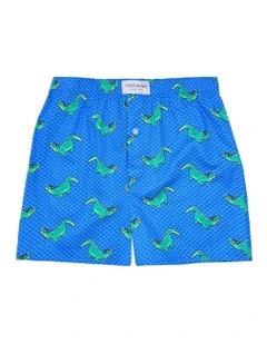 Crocodile Print Boxer Shorts in Blue