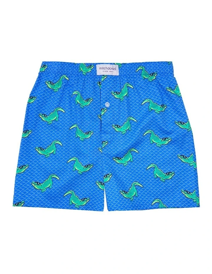 Crocodile Print Boxer Shorts in Blue image 1