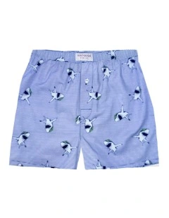 Shark Print Boxer Shorts in Blue