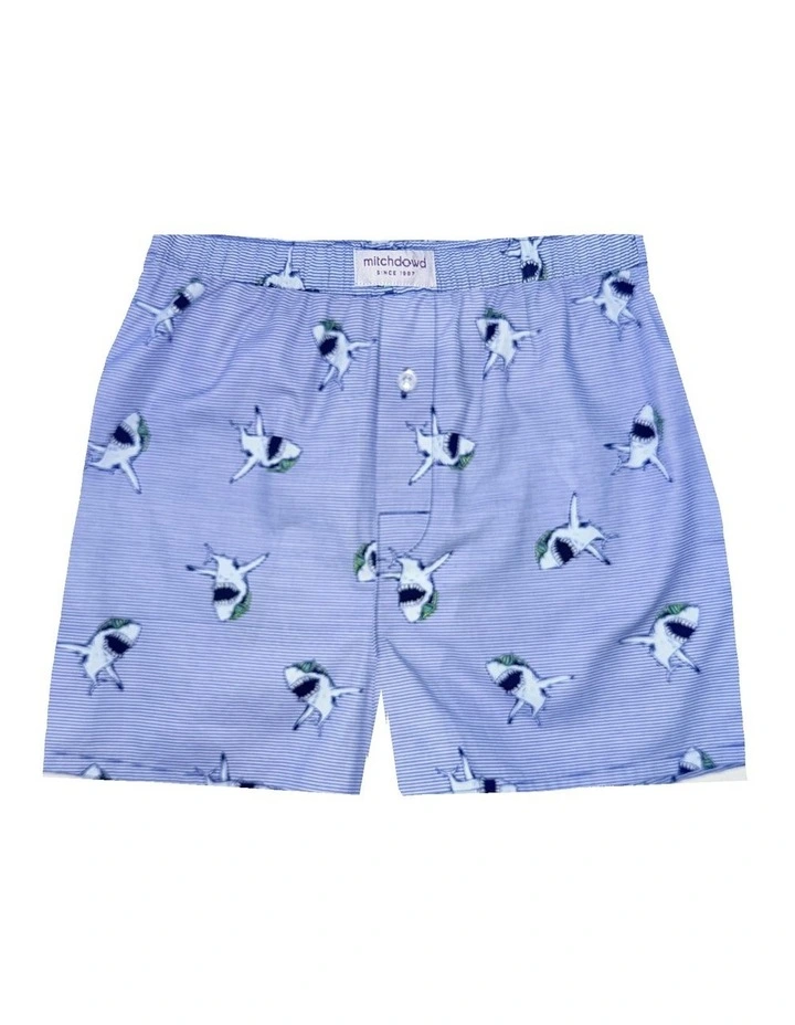 Shark Print Boxer Shorts in Blue image 1