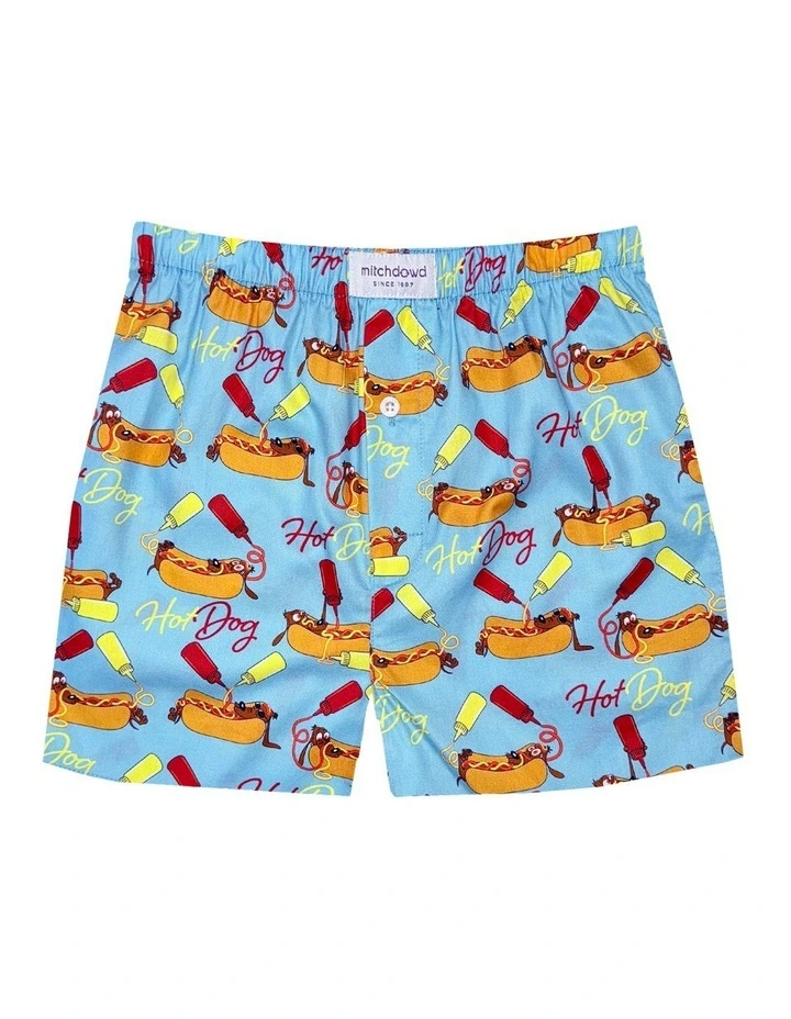 Hot Dog Cotton Boxer Shorts in Blue image 1