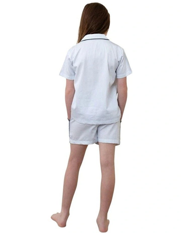 Mini Camilla Cotton Short Pyjama Set in Blue Stripe image 2