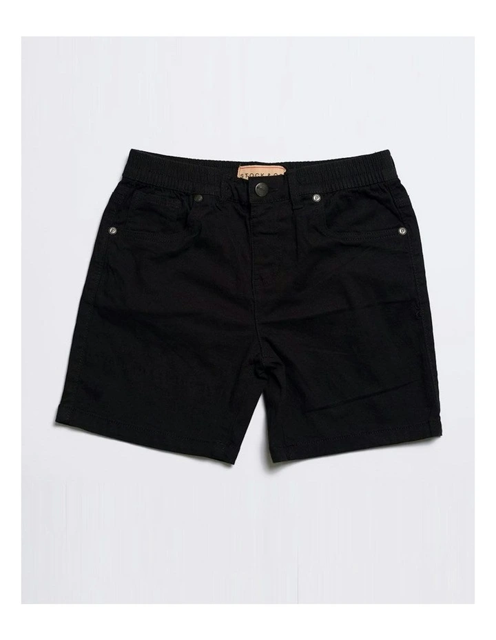 Admiral Elastic Waist Stretch Chino Shorts in Black image 1