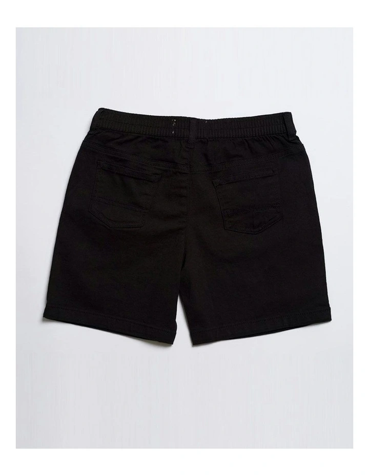Admiral Elastic Waist Stretch Chino Shorts in Black image 2