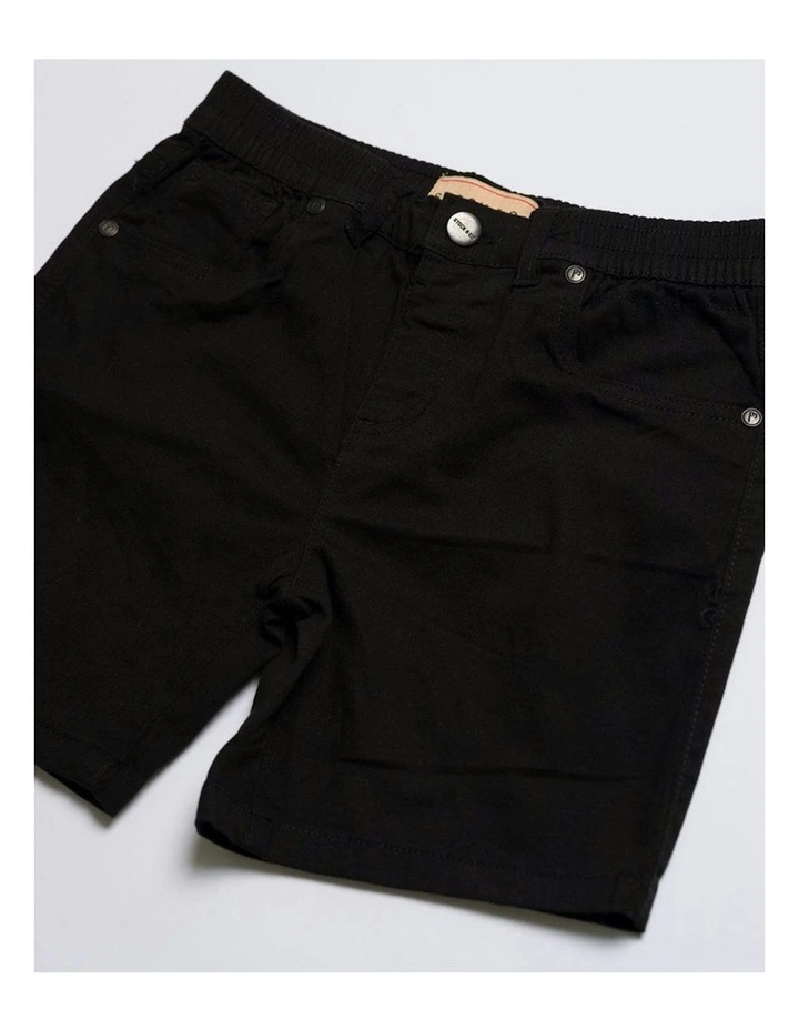 Admiral Elastic Waist Stretch Chino Shorts in Black image 3