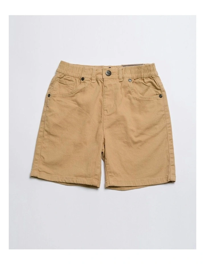Admiral Elastic Waist Stretch Chino Shorts in Beige image 1