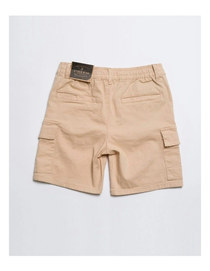 Cargo Elastic Waist Stretch Shorts in Beige image 2