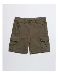 Cargo Elastic Waist Stretch Shorts in Green