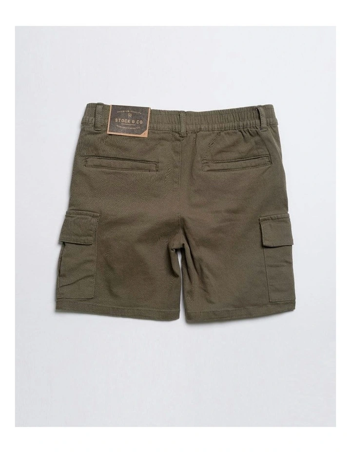 Cargo Elastic Waist Stretch Shorts in Green image 2