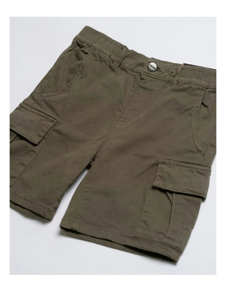 Cargo Elastic Waist Stretch Shorts in Green image 3