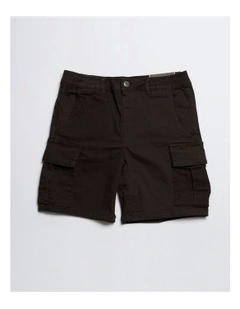 Cargo Elastic Waist Stretch Shorts in Black