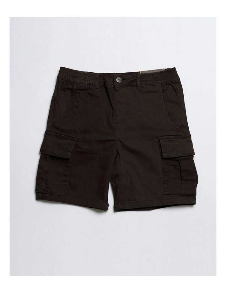 Cargo Elastic Waist Stretch Shorts in Black image 1