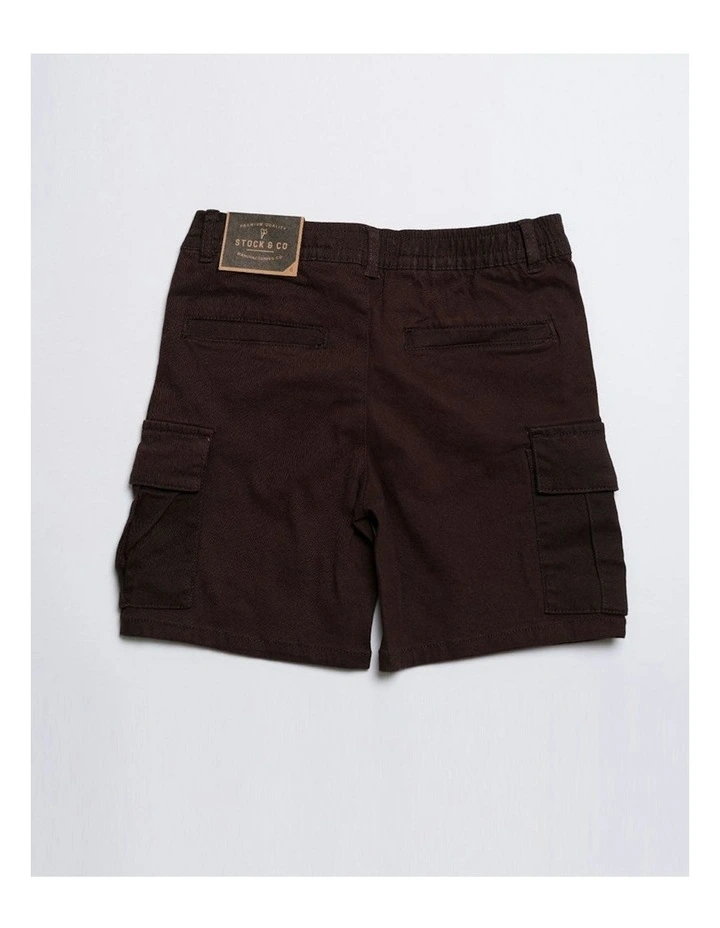 Cargo Elastic Waist Stretch Shorts in Black image 2