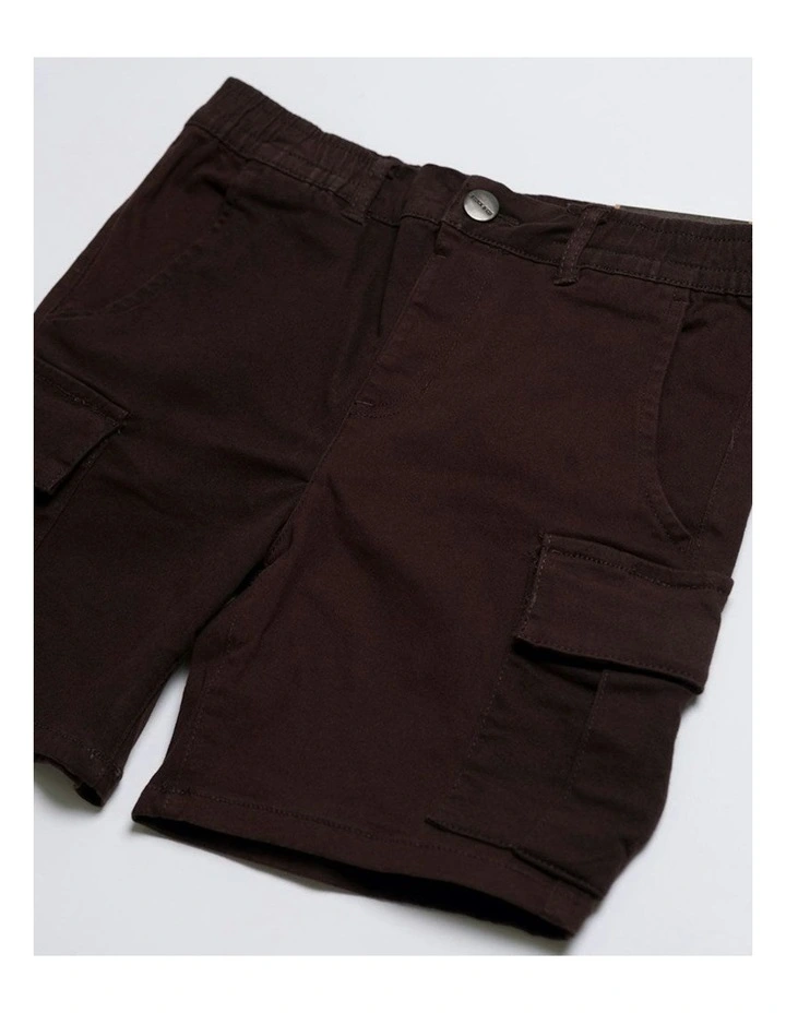 Cargo Elastic Waist Stretch Shorts in Black image 3