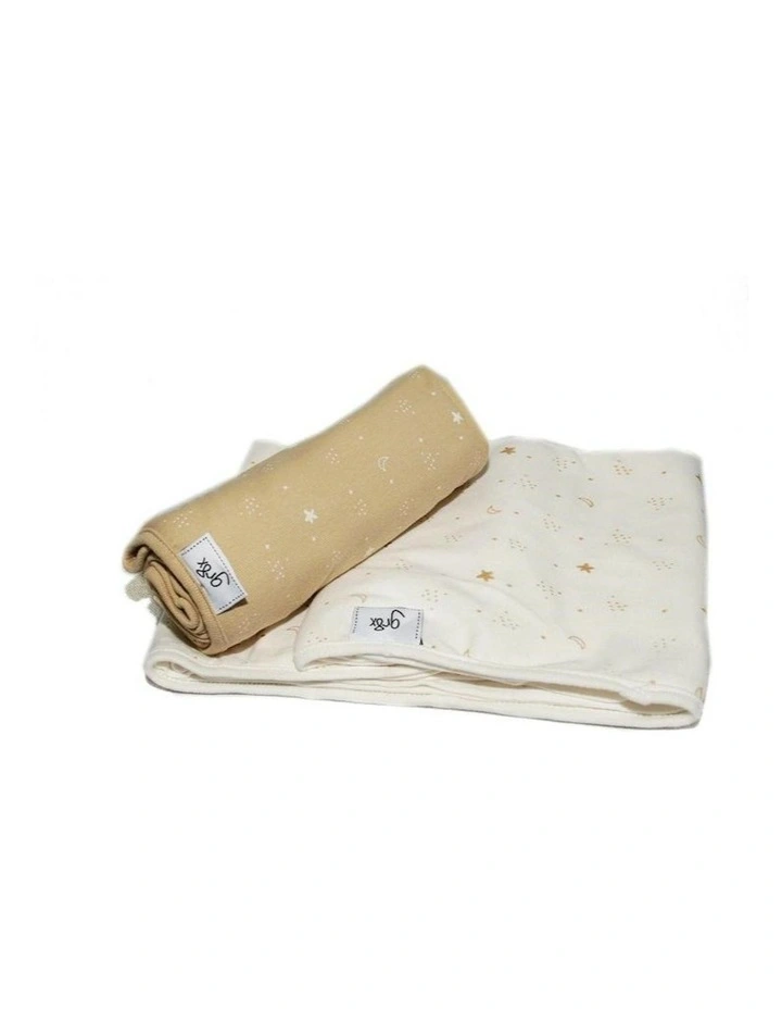 Great Expectations Stars And Moon Double Stretch Swaddling Wraps in Gold image 1
