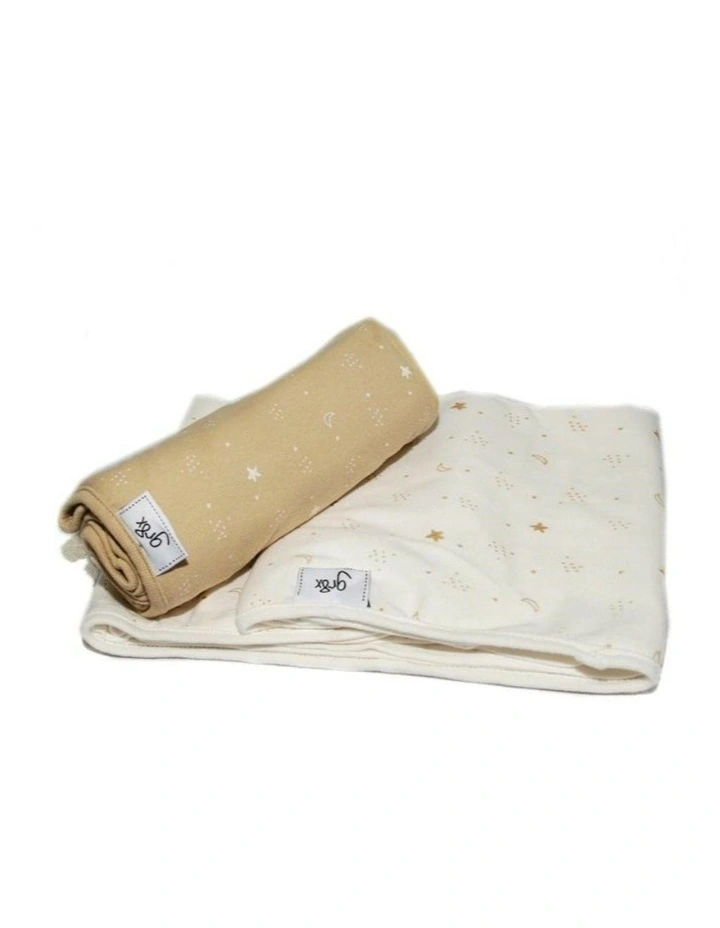 Great Expectations Stars And Moon Double Stretch Swaddling Wraps in Gold image 2