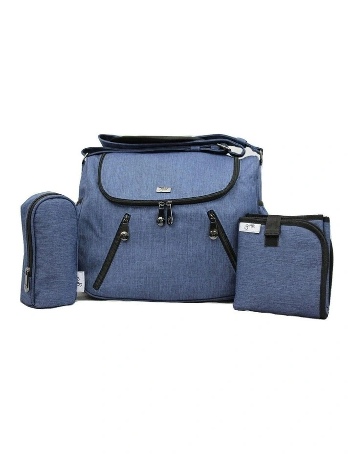 Zoe Nappy Bag in Snowflake Blue image 1