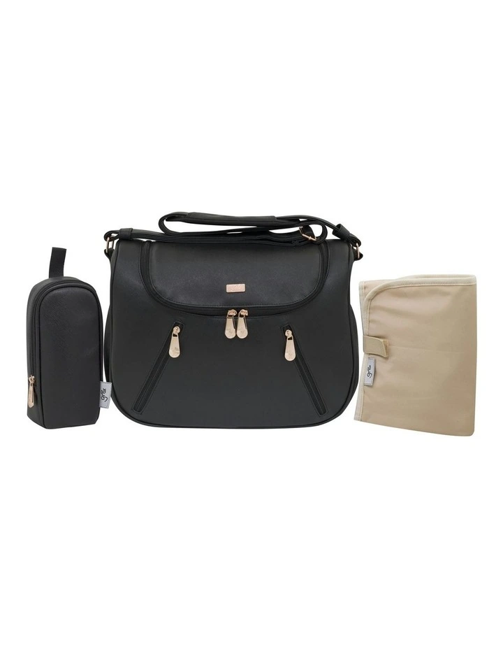 Great Expectations Zoe Vegan Leather Nappy Bag in Black image 2