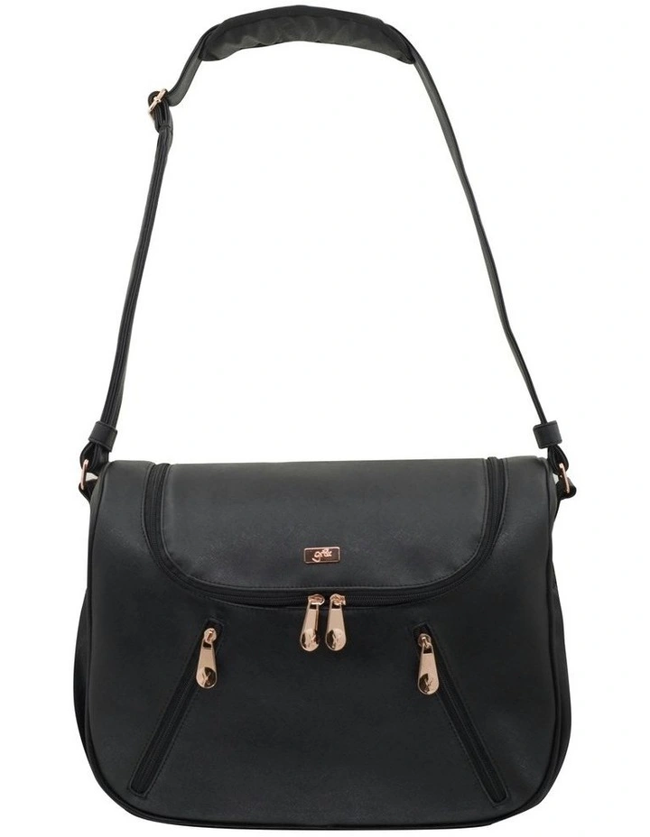 Great Expectations Zoe Vegan Leather Nappy Bag in Black image 3