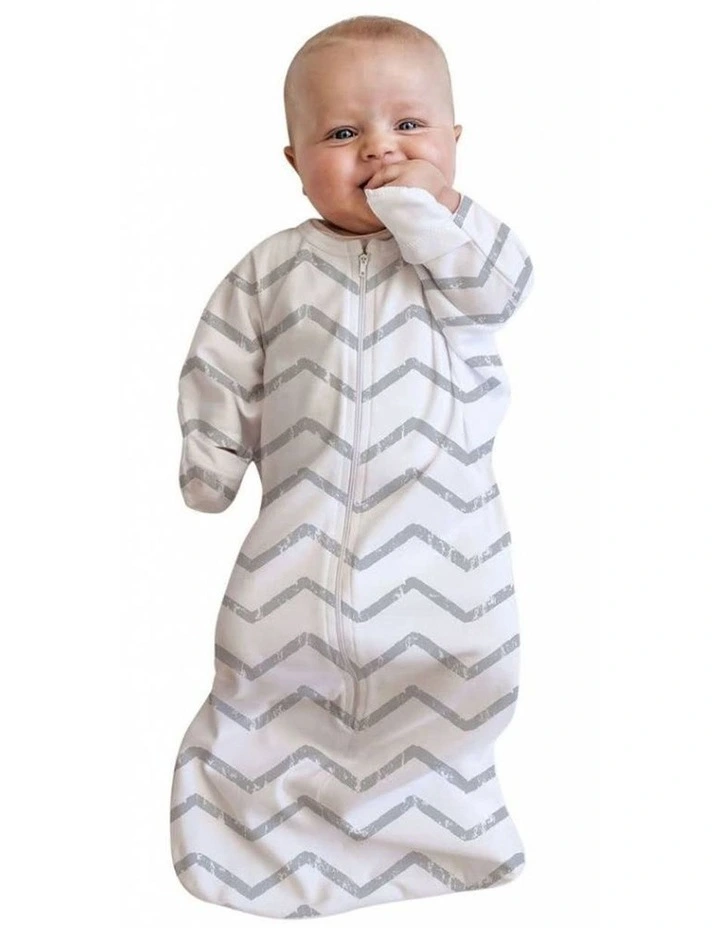 Baby Studio Printed Cotton Swaddle Bag Large In White/Grey MYER