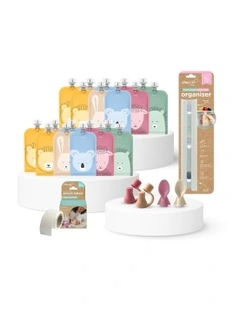 On the Go Reusable Food Pouches in Dusty Rose/Sand