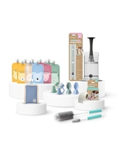 Reusable Baby Food Pouches, Yoghurt Pouches | Bundle Kit in Cerulean/Sage