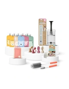 Reusable Baby Food Yoghurt Pouches Bundle Kit in Dusty Rose & Sand