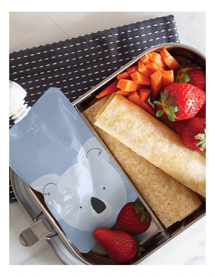 Reusable Baby Food Pouches and Yoghurt Pouches Organizer Bundle 120ml of 20 Pack in Cerulean and Sage image 5