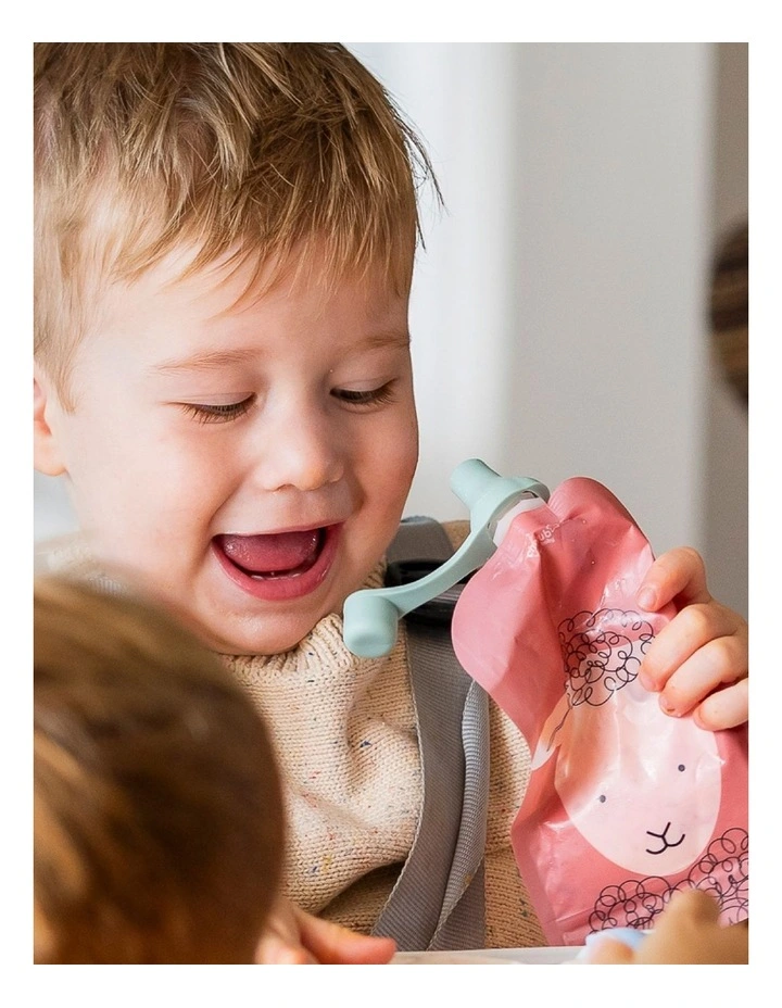 Reusable Baby Food and Yoghurt Pouches Organizer Bundle 120ml of 20 Pack in Dusty Rose and Sand image 6