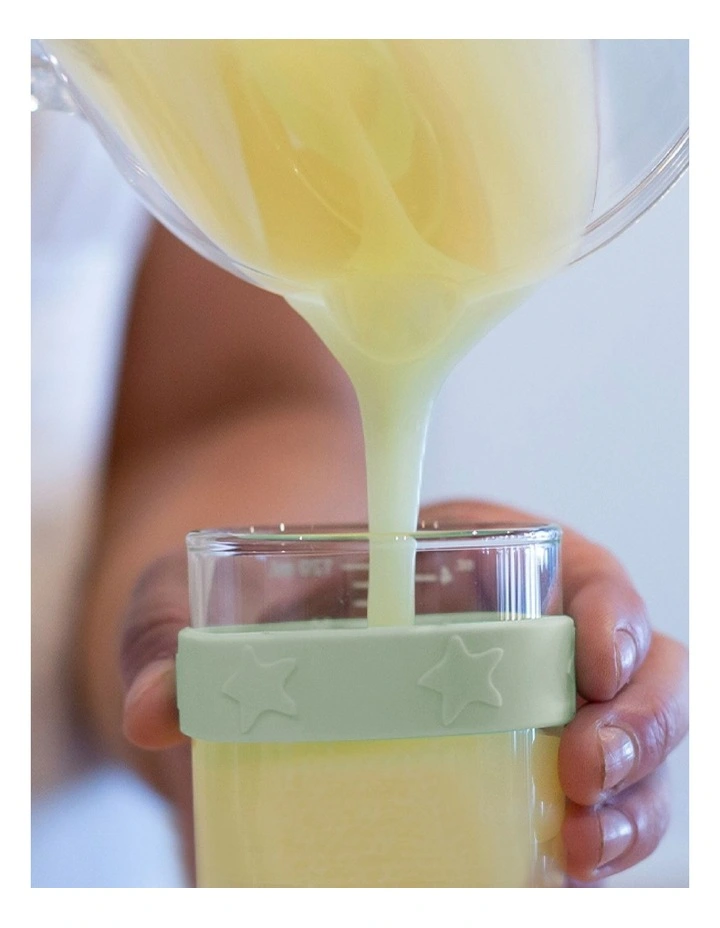 Silicone and Glass Baby Food Storage Containers 180ml of 4 Pack in Cerulean and Sage image 3