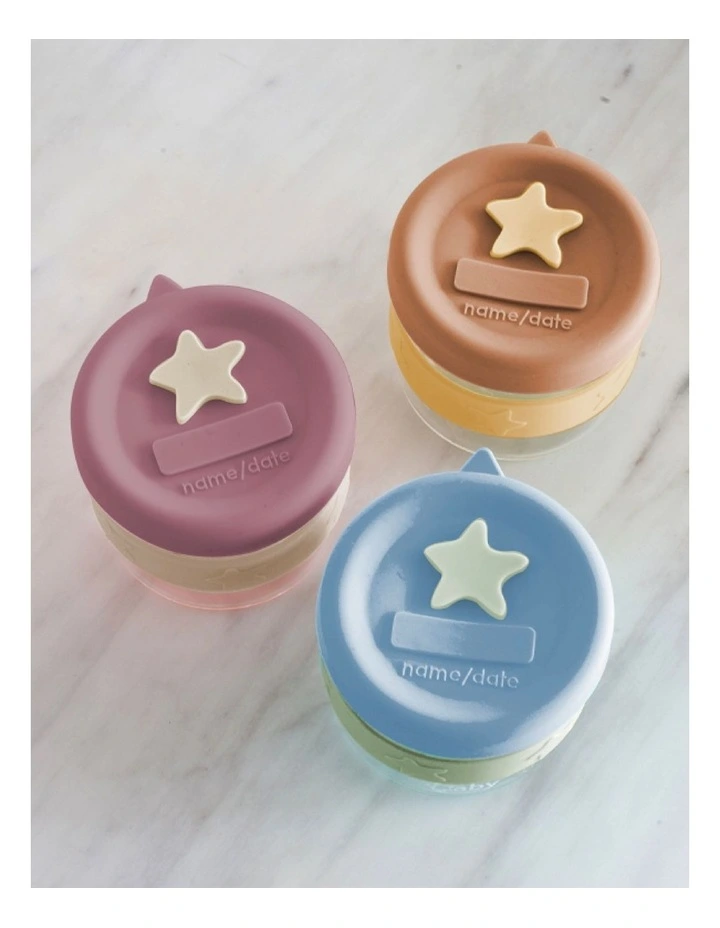 Silicone and Glass Baby Food Storage Containers 180ml of 4 Pack in Cerulean and Sage image 5