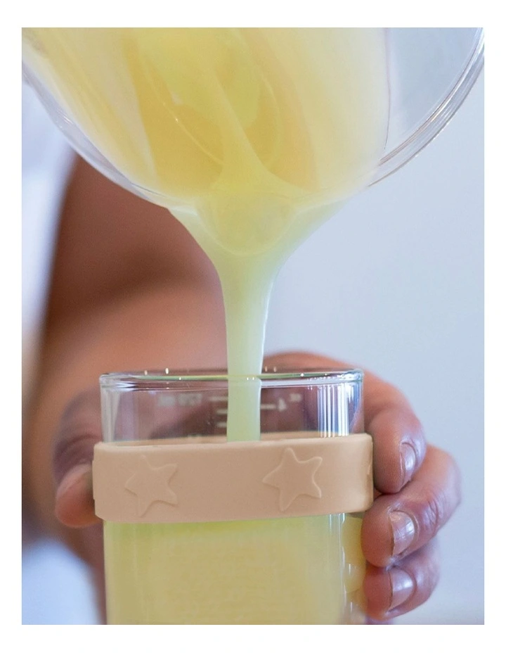 Silicone and Glass Baby Food Storage Containers 180ml of 4 Pack in Dusty Rose and Sand image 3