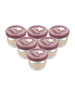 Silicone and Glass Baby Food Storage Containers 120ml of 6 Pack in Dusty Rose and Sand