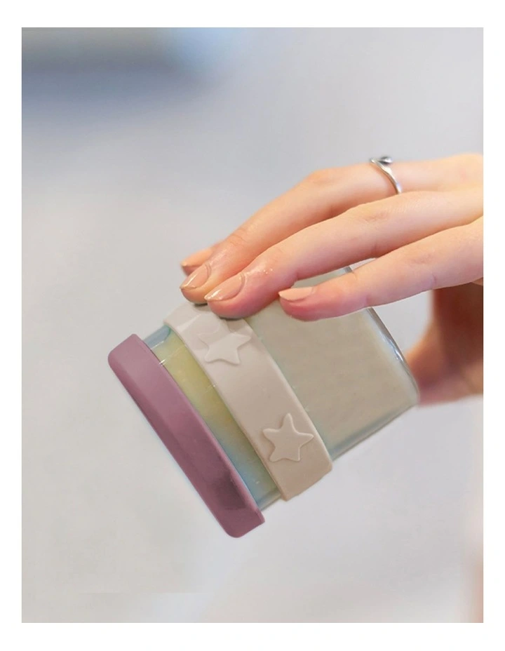 Silicone and Glass Baby Food Storage Containers 120ml of 6 Pack in Dusty Rose and Sand image 2