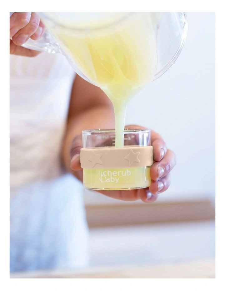 Silicone and Glass Baby Food Storage Containers 120ml of 6 Pack in Dusty Rose and Sand image 4