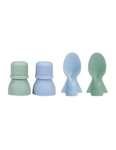 Food Pouch Spoons and Spouts Bundle of 2 Pack in Cerulean and Sage