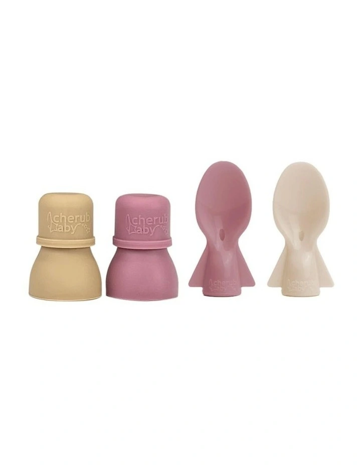 Food Pouch Spoons & Spouts Bundle of 2 Pack in Dusty Rose/Sand image 1