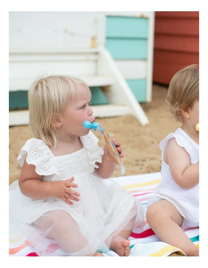 Reusable Baby Food Pouches 120ml of 10 Pack + Spoons & Spouts Bundle of 2 Pack in Blue and Green image 7