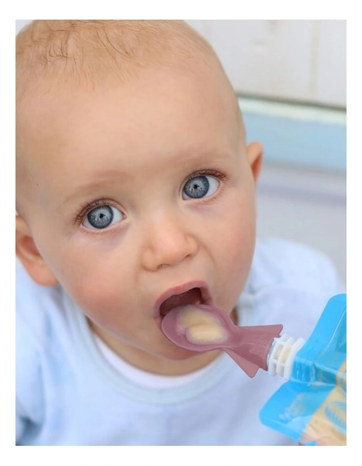 Reusable Baby Food Pouches 120ml of 10 Pack   Spoons & Spouts Bundle of 2 Pack in Pink/Orange image 6