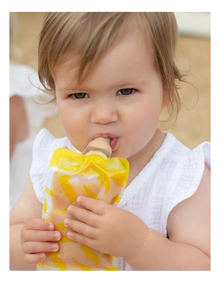 Reusable Baby Food Pouches 120ml of 10 Pack   Spoons & Spouts Bundle of 2 Pack in Pink/Orange image 7