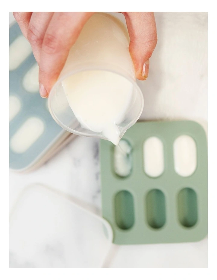 Silicone Baby Fresh Food Feeder + Nibble Tray + Replacement Net Bundle of 2 Pack in Cerulean Sage and Sand image 3