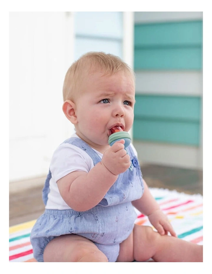 Silicone Baby Fresh Food Feeder + Nibble Tray + Replacement Net Bundle of 2 Pack in Cerulean Sage and Sand image 5