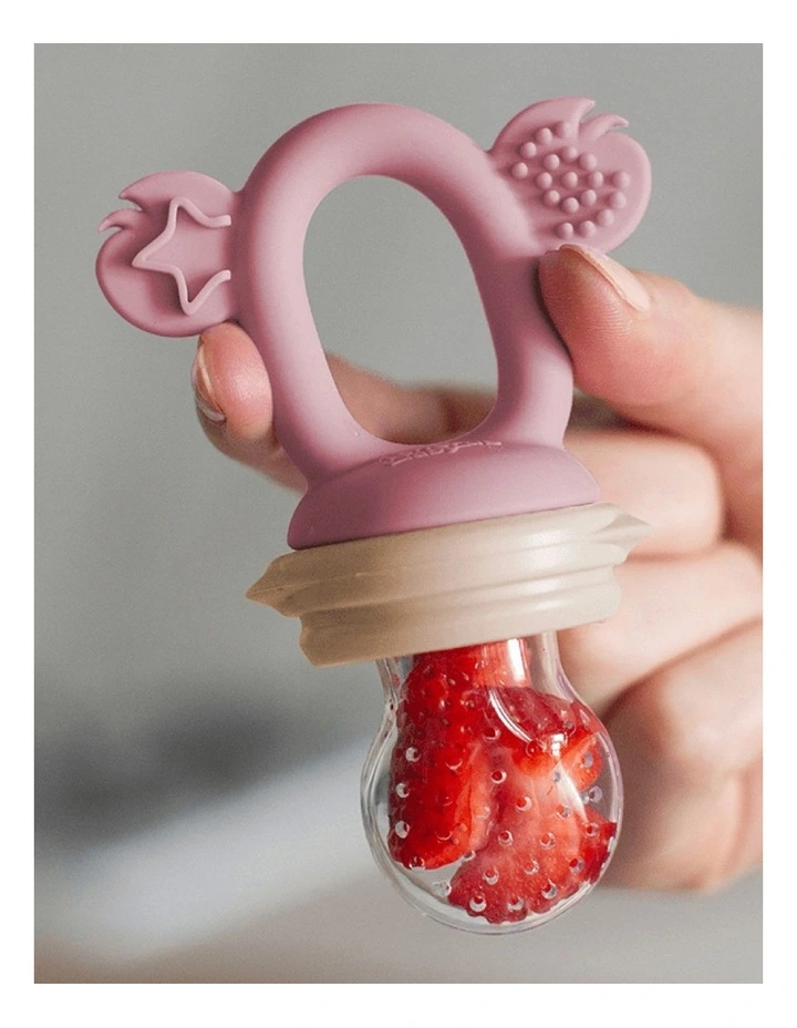 Silicone Baby Fresh Food Feeder   Nibble Tray   Replacement Net Bundle of 2 Pack in Dusty Rose/Sand image 2