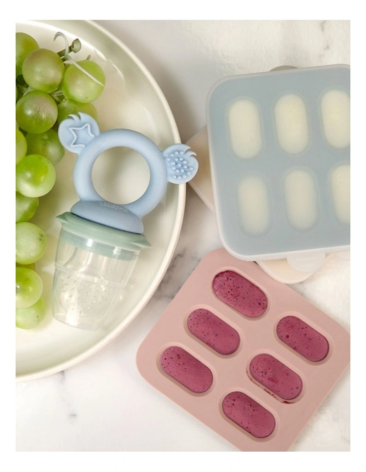 Silicone Baby Fresh Food Feeder   Nibble Tray   Replacement Net Bundle of 2 Pack in Dusty Rose/Sand image 4