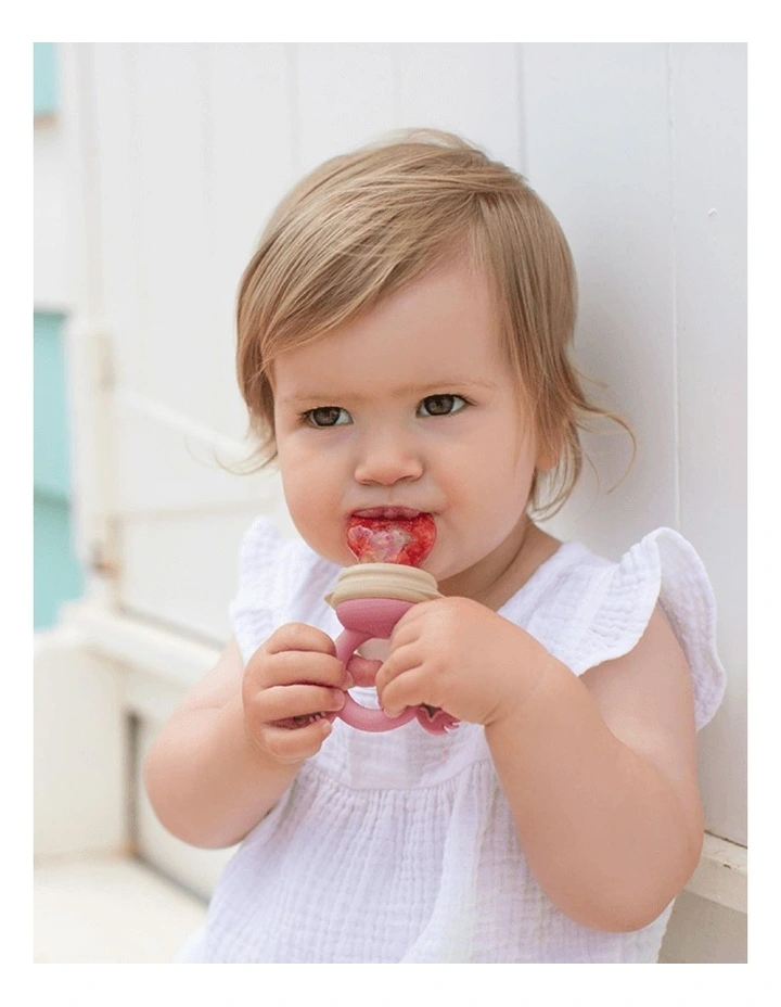 Silicone Baby Fresh Food Feeder   Nibble Tray   Replacement Net Bundle of 2 Pack in Dusty Rose/Sand image 5