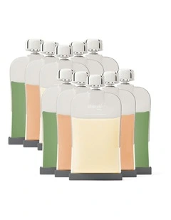 Reusable Silicone Breast Milk and Food Pouches 180ml of 10 Pack in Transparent