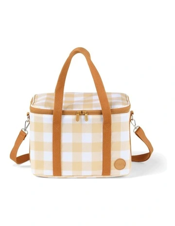 Maxi Insulated Lunch Bag in Beige Gingham