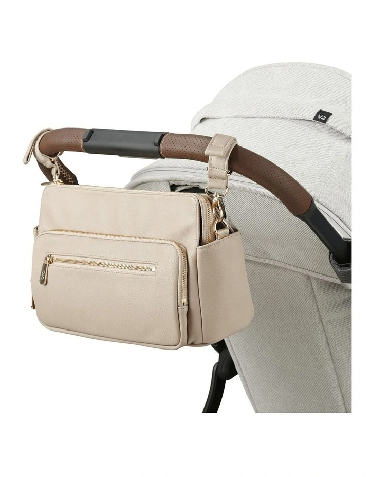 Multitasker Vegan Leather Pram Caddy in Oat image 1