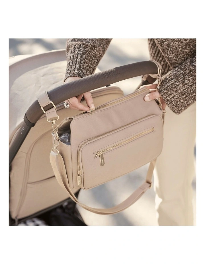 Multitasker Vegan Leather Pram Caddy in Oat image 3